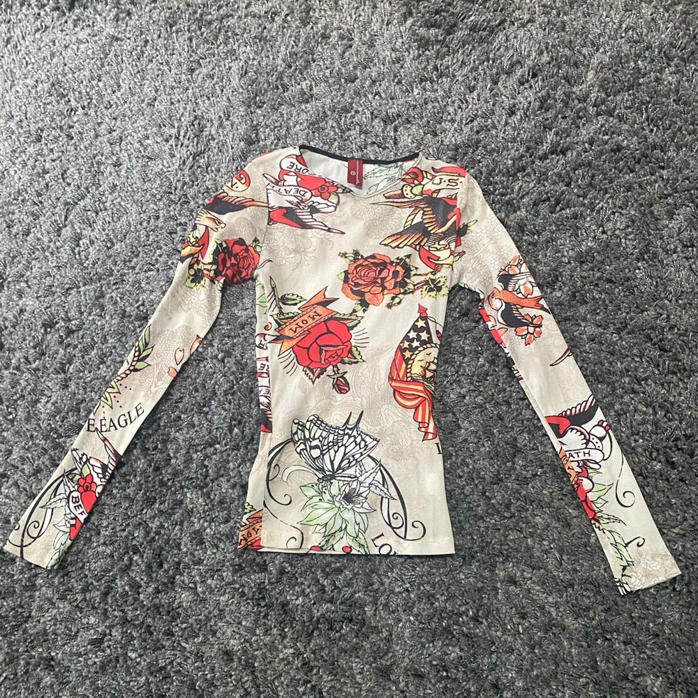Ed Hardy like Mesh Top, S